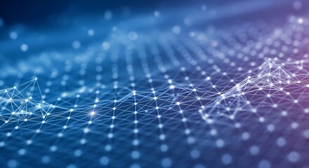 Abstract network connection with blue and purple gradient background, symbolizing connectivity, data transfer, and the interconnectedness of modern technology