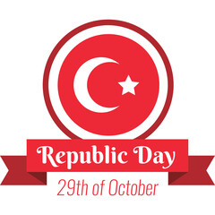 Republic Day 29th of October Turkish Flag Crescent Moon Star Emblem on Transparent Background Red and White Colors