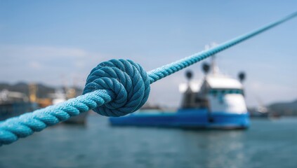 Nautical ropes intertwined in a marine knot, showcasing strength and reliability