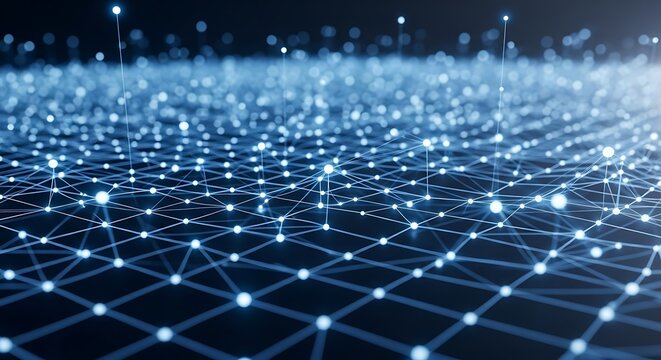 A captivating network of interconnected nodes and lines, symbolizing the complexity and interconnectedness of modern digital systems and communication networks - Powered by Adobe
