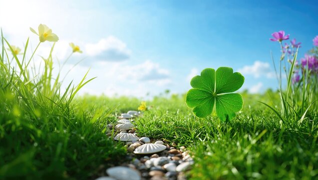 Four-leaf clover symbolizing luck in Irish culture, St. Patrick's Day