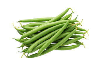 Isolated green beans pile on table, delicious vegetable ingredient for healthy diet
