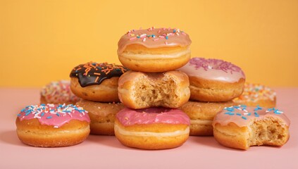 Vibrant and flavorful donuts ideal for a lively background, seasonal celebration