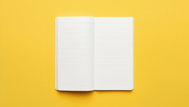 The blank notepad set against a yellow backdrop, ideal for text layouts