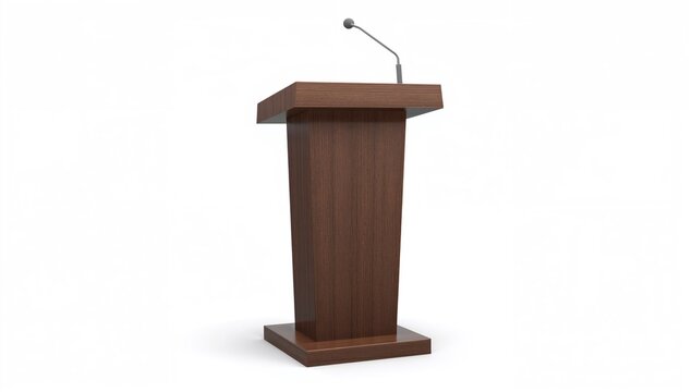 Realistic icon of a blank brown wooden stand, podium or rostrum for conferences, lectures or debates, functional for presentation settings