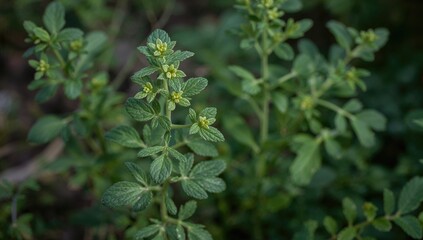 Obraz premium Origanum Vulgare herb, wild marjoram in natural setting, beneficial culinary ingredient