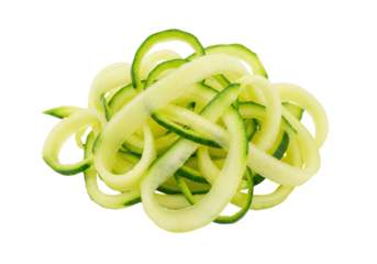 Isolated vegetable noodles from zucchini, vegetarian food, healthy eating, low carb diet