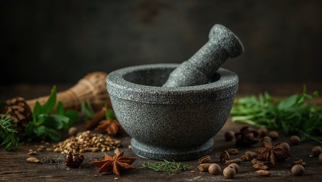 Traditional stone spice grinder for food preparation, enhancing flavor profiles
