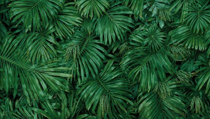 Fototapeta premium Tropical green leaf texture backdrop, suitable for editorial header background