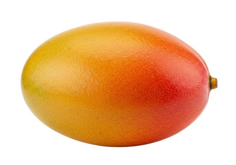 Isolated whole ripe mango fruit with smooth skin in warm yellow, orange, and red tones