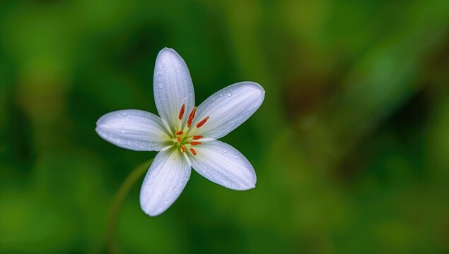 Zephyranthes flower in close focus, showcasing delicate petals and vibrant colors, seasonal change