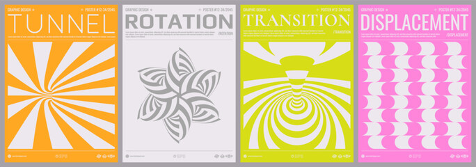 3D wavy pattern. Tunnel. Optical illusion. Abstract striped background. Black and white cover design template. Illustration for brochure, poster, flyer, poster, diary, notebook or notepad.