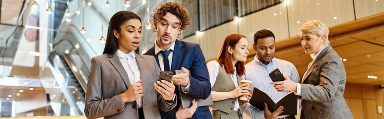 Team collaboration and discussion in a modern office setting during work hours