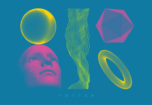 A human head formed from dots. Discovery, studying and learning concept. Time to think. Art composition. Vector for brochure, poster, cover, card, presentation, flyer or banner.