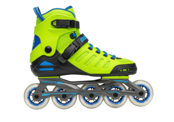 Isolated Inline Skate in Neon Green and Blue Sports Gear for Outdoor Roller Sports Fun