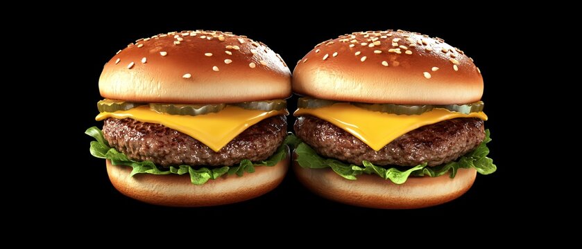 Delicious double cheeseburger with grilled beef patty