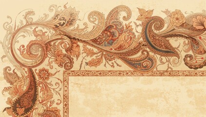 Elegant scarf pattern featuring paisley along the edges