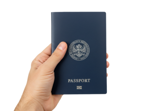 Isolated hand holding passport of Montenegro, travel document for world adventure - Powered by Adobe