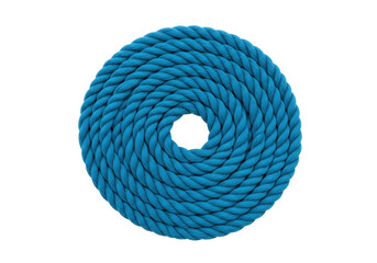 Isolated blue rope coil nautical decor, circular design, marine cord material with twist pattern © Johanna