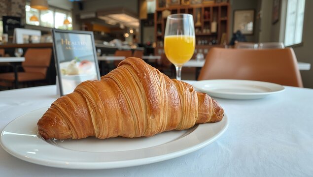 Delicious croissant bread served on a table, fiber-dense choice
