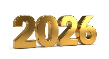 Illustration of golden 2026 year number for new year celebration