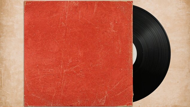 Vinyl record with worn surface texture, suitable for design layouts