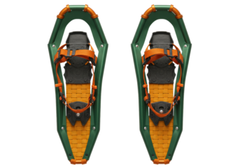 Isolated pair of snowshoes for winter hiking and trekking in snow country activities