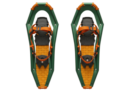 Isolated pair of snowshoes for winter hiking and trekking in snow country activities