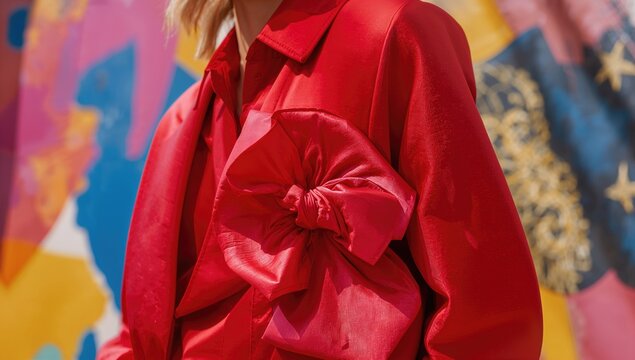 Red fabric draped outdoors, suitable for editorial header background