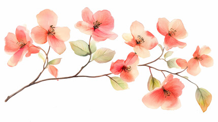 Fototapeta premium Delicate Watercolor Flower Branch
