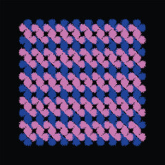 Pink and Blue Paint Splatter Pattern in Diagonal Grid &ndash; Optical Illusion Abstract Art