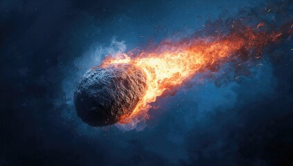 Meteorite soaring against a blue backdrop, showcasing the majesty of space exploration