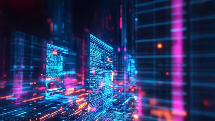 Digital city visualizing data streams and futuristic network concepts - Powered by Adobe