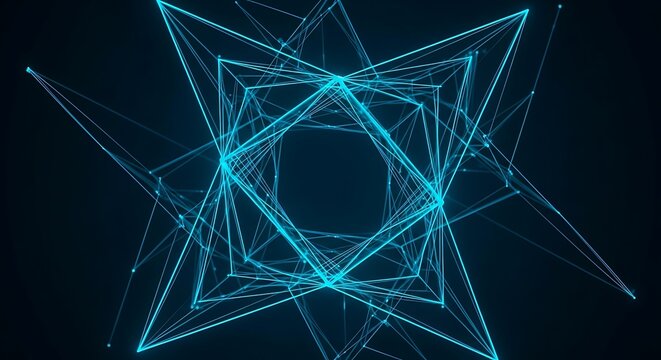 A mesmerizing abstract geometric design featuring interconnected lines and shapes, creating a futuristic and visually captivating composition