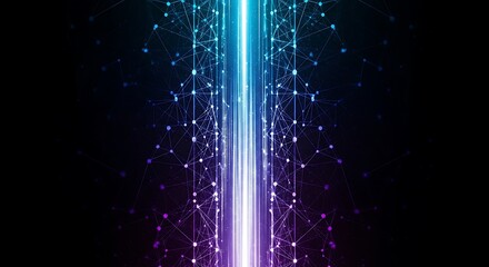 An abstract representation of data streams with glowing blue and purple lines, symbolizing connectivity, digital information, and technological advancement