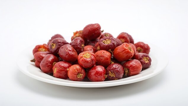 Plate of delicious tamarinds on a white surface, fiber-dense choice