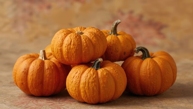 Close-up of a cluster of pumpkins, seasonal produce for festive decorations, Halloween