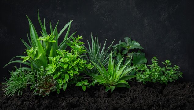 Greenery emerging from dark soil, showcasing the vitality of agriculture and gardening