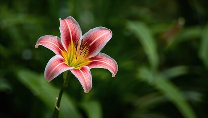 Fototapeta premium Vibrant pink rain lily blossoms in a lush garden, showcasing natural beauty and seasonal change