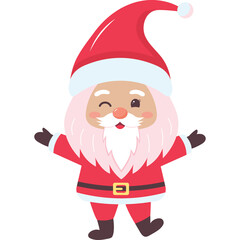 Cute Cartoon Santa Claus Winking and Wearing a Red Hat and Suit with a White Beard and Pink Cheeks Celebrating Christmas Festive Season