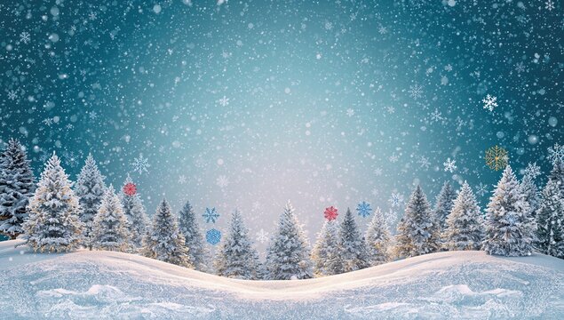 Christmas greeting card design featuring a blue backdrop, suitable for holiday messaging