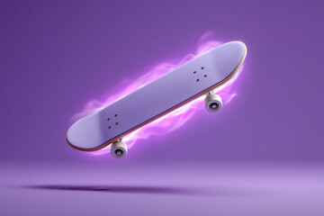 Catch the vibe with this skateboard design perfect for youth marketing campaigns and edgy product presentations on a vibrant purple backdrop, embodying cool energy