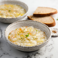 Thick vegetable soup with rice