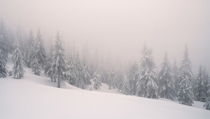 Fototapeta premium A vertical image of trees on a snow-covered slope, highlighting seasonal change