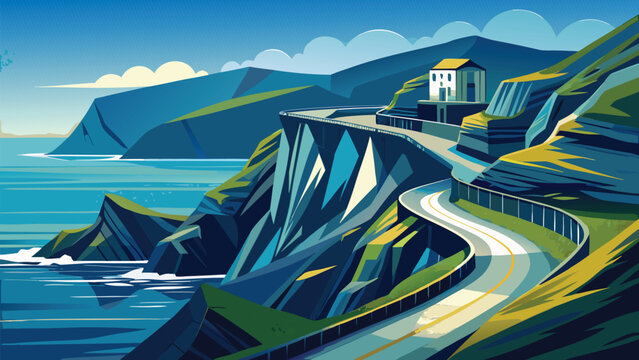 Dunquin Pier Zigzag Path Vector &ndash; Dingle Peninsula Ireland Coast
