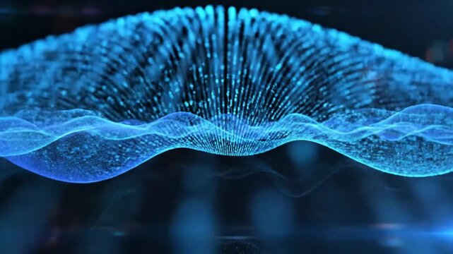 Dynamic blue wave flowing on black background, perfect for technology, science, or futuristic projects, adding a modern and sleek touch