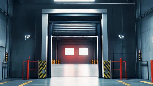 Empty modern industrial warehouse building loading dock