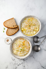 Thick vegetable soup with rice