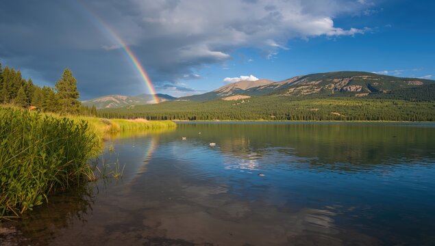 View from a lakeside at Eleven Mile Reservoir in summer, fishing opportunities amidst scenic mountains