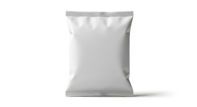 Illustration of white blank snack bag mockup for branding design